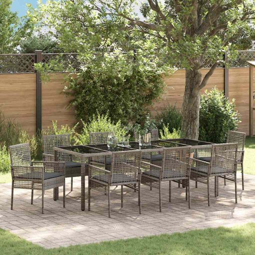 Garten Essgruppe 3 pcs Schwarz Poly-Rattan