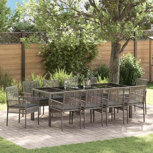 Garten Essgruppe 3 pcs Schwarz Poly-Rattan