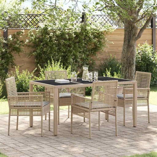 Garten Essgruppe 3 pcs Schwarz Poly-Rattan