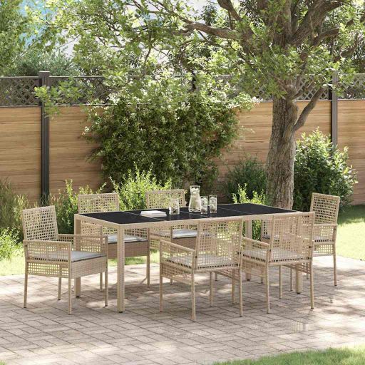 Garten Essgruppe 3 pcs Schwarz Poly-Rattan