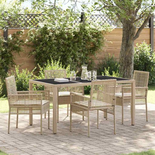 Garten Essgruppe 3 pcs Schwarz Poly-Rattan