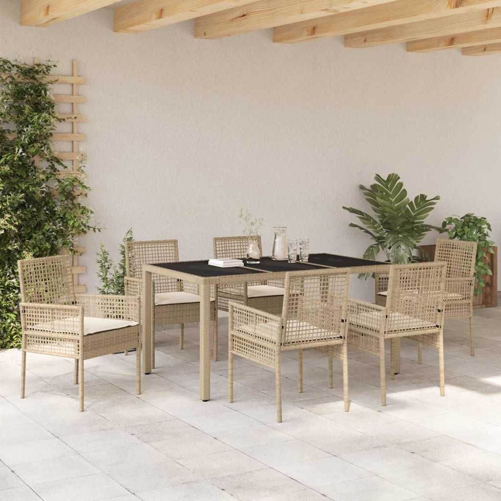 Garten Essgruppe 3 pcs Schwarz Poly-Rattan