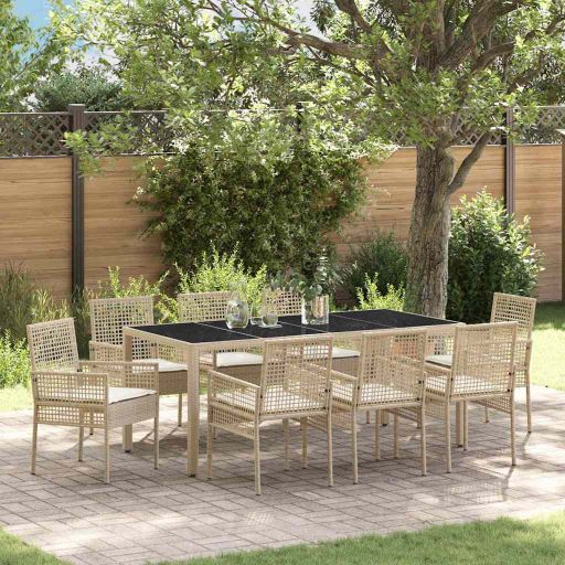 Garten Essgruppe 3 pcs Schwarz Poly-Rattan