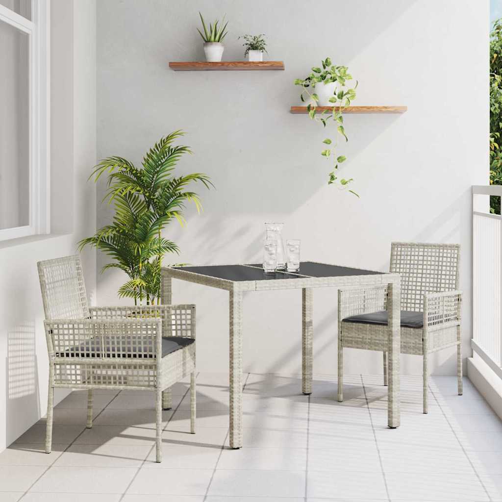 Garten Essgruppe 3 pcs Schwarz Poly-Rattan
