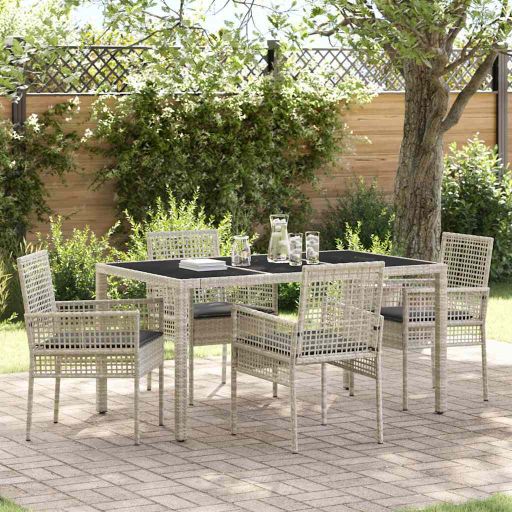 Garten Essgruppe 3 pcs Schwarz Poly-Rattan