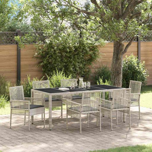 Garten Essgruppe 3 pcs Schwarz Poly-Rattan
