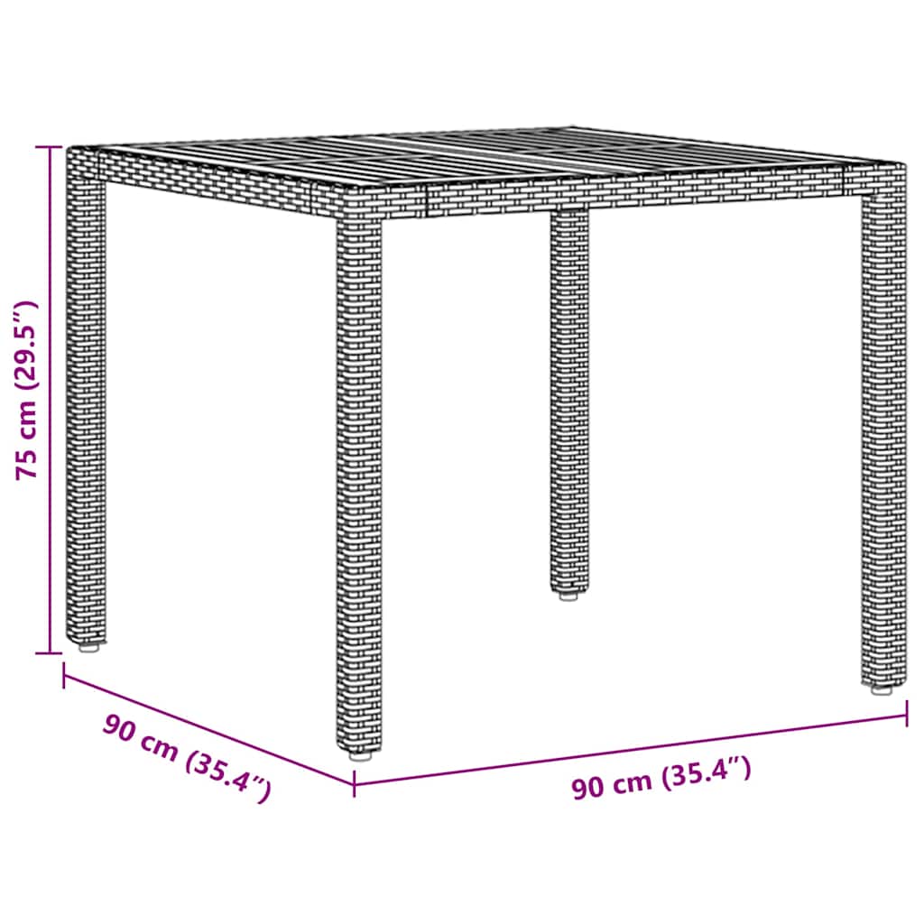 Garten Essgruppe 3 pcs Schwarz Poly-Rattan