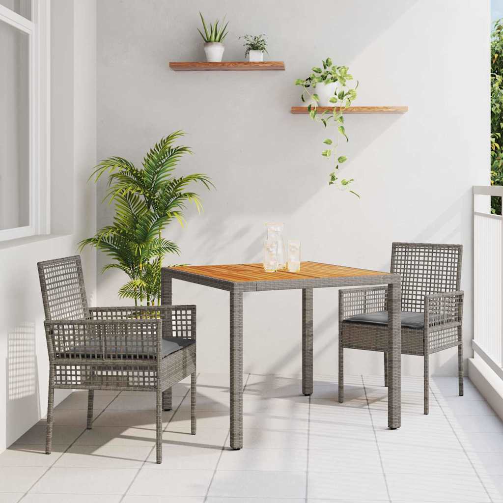 Garten Essgruppe 3 pcs Schwarz Poly-Rattan