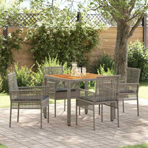 Garten Essgruppe 3 pcs Schwarz Poly-Rattan