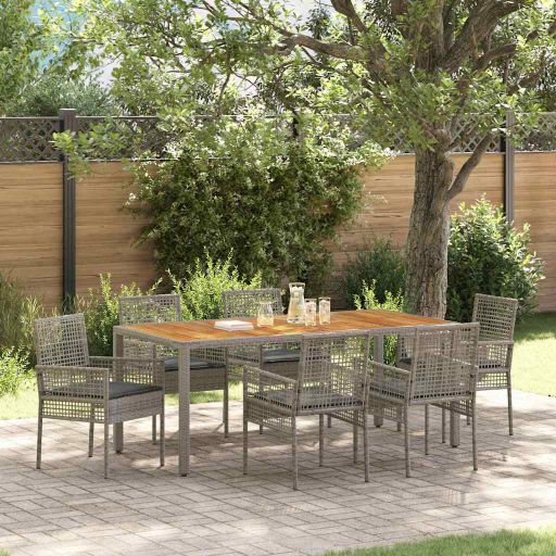 Garten Essgruppe 3 pcs Schwarz Poly-Rattan