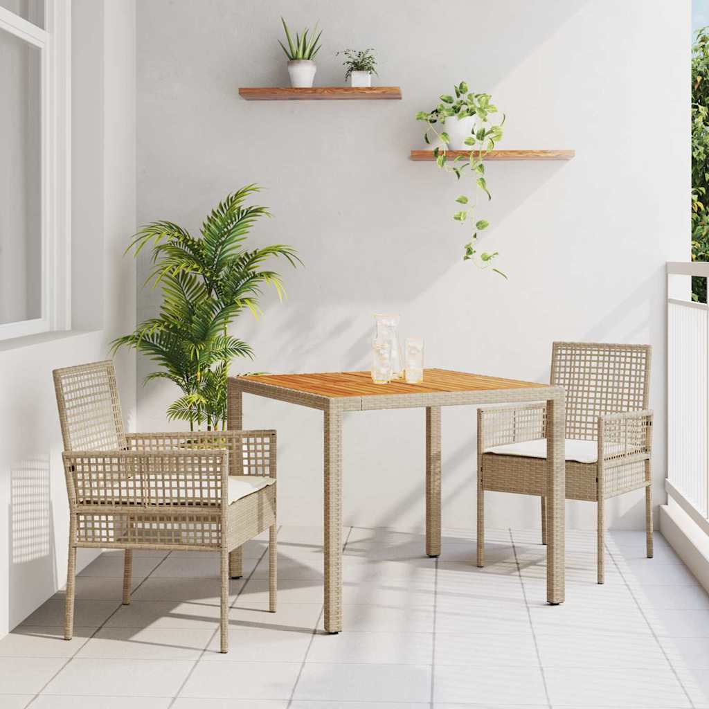 Garten Essgruppe 3 pcs Schwarz Poly-Rattan