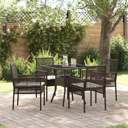 Garten Essgruppe 3 pcs Schwarz Poly-Rattan