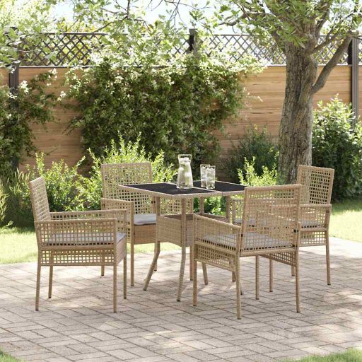 Garten Essgruppe 3 pcs Schwarz Poly-Rattan