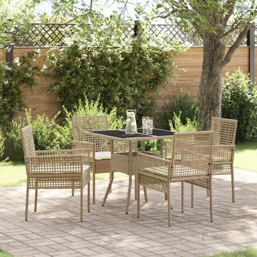 Garten Essgruppe 3 pcs Schwarz Poly-Rattan