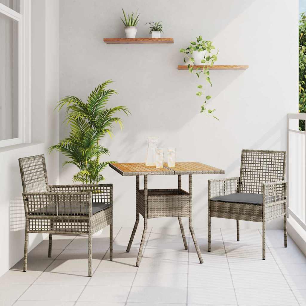 Garten Essgruppe 3 pcs Schwarz Poly-Rattan