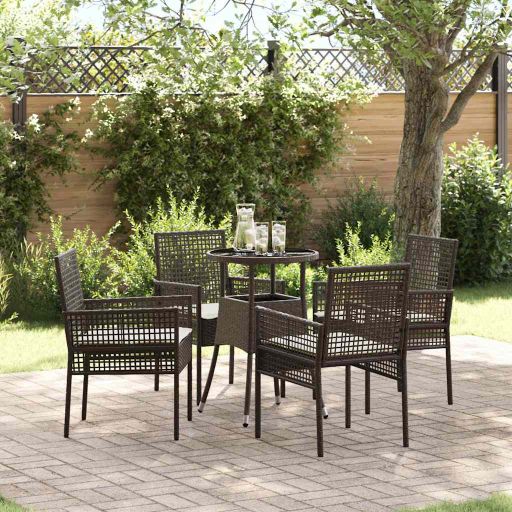 Garten Essgruppe 3 pcs Schwarz Poly-Rattan