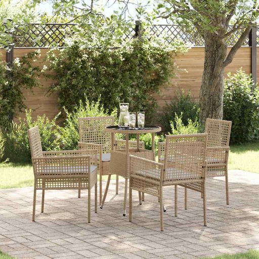 Garten Essgruppe 3 pcs Schwarz Poly-Rattan