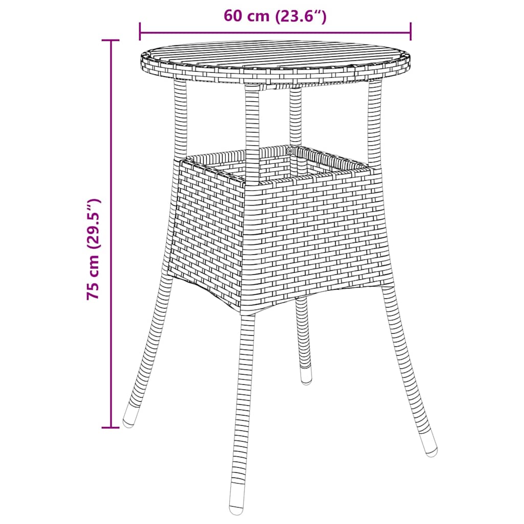 Garten Essgruppe 3 pcs Schwarz Poly-Rattan