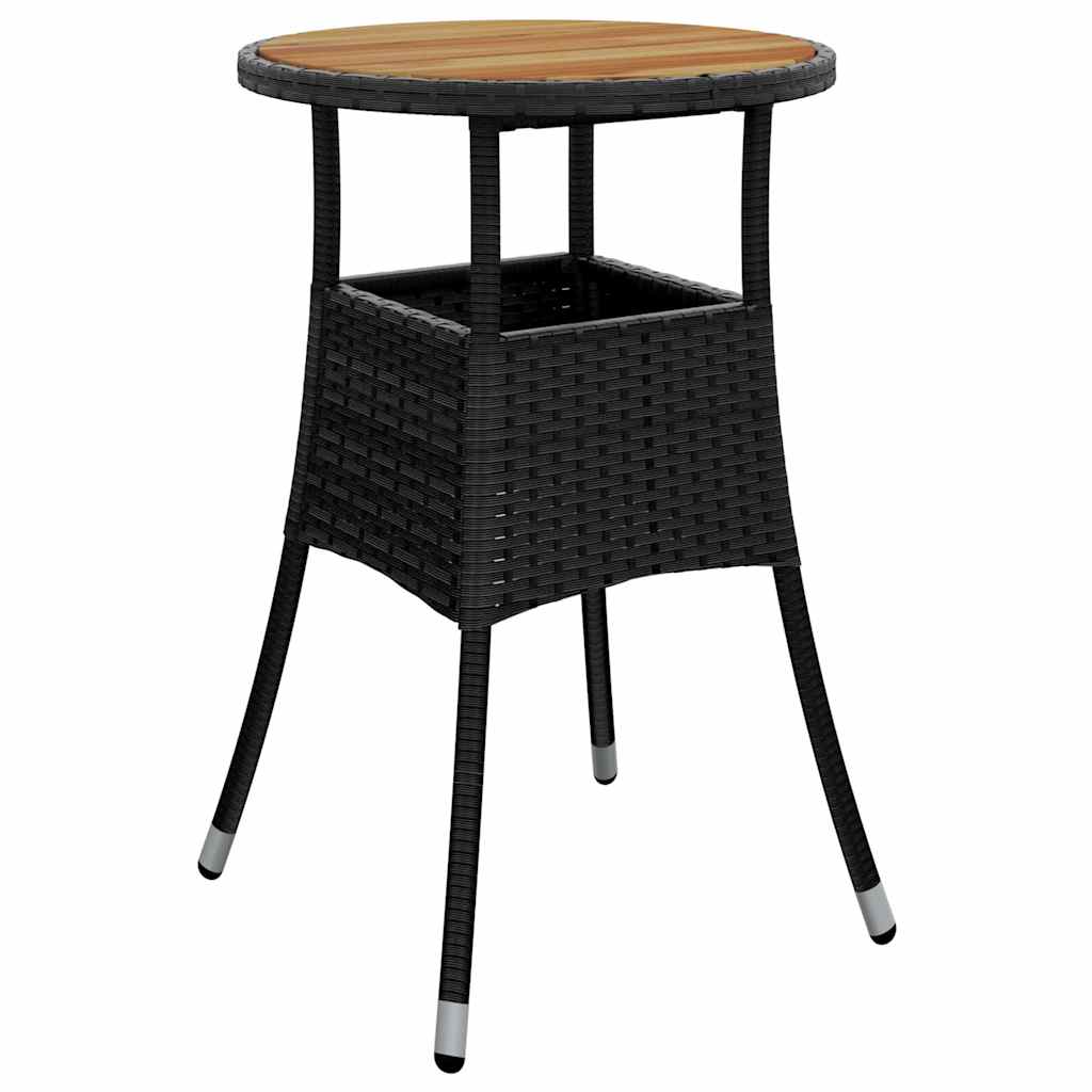 Garten Essgruppe 3 pcs Schwarz Poly-Rattan