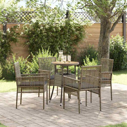 Garten Essgruppe 3 pcs Schwarz Poly-Rattan