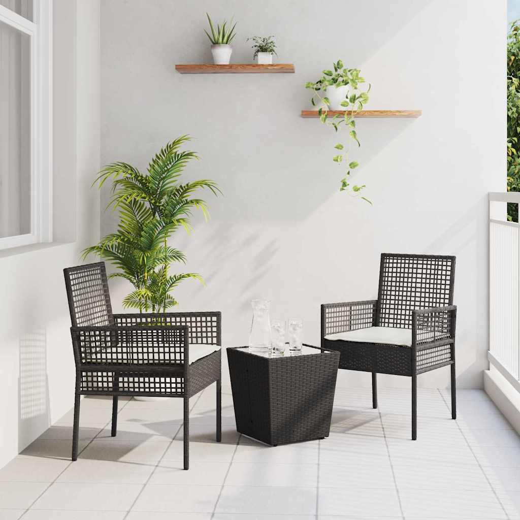 Garten Bistro Set 3 pcs Schwarz Poly-Rattan