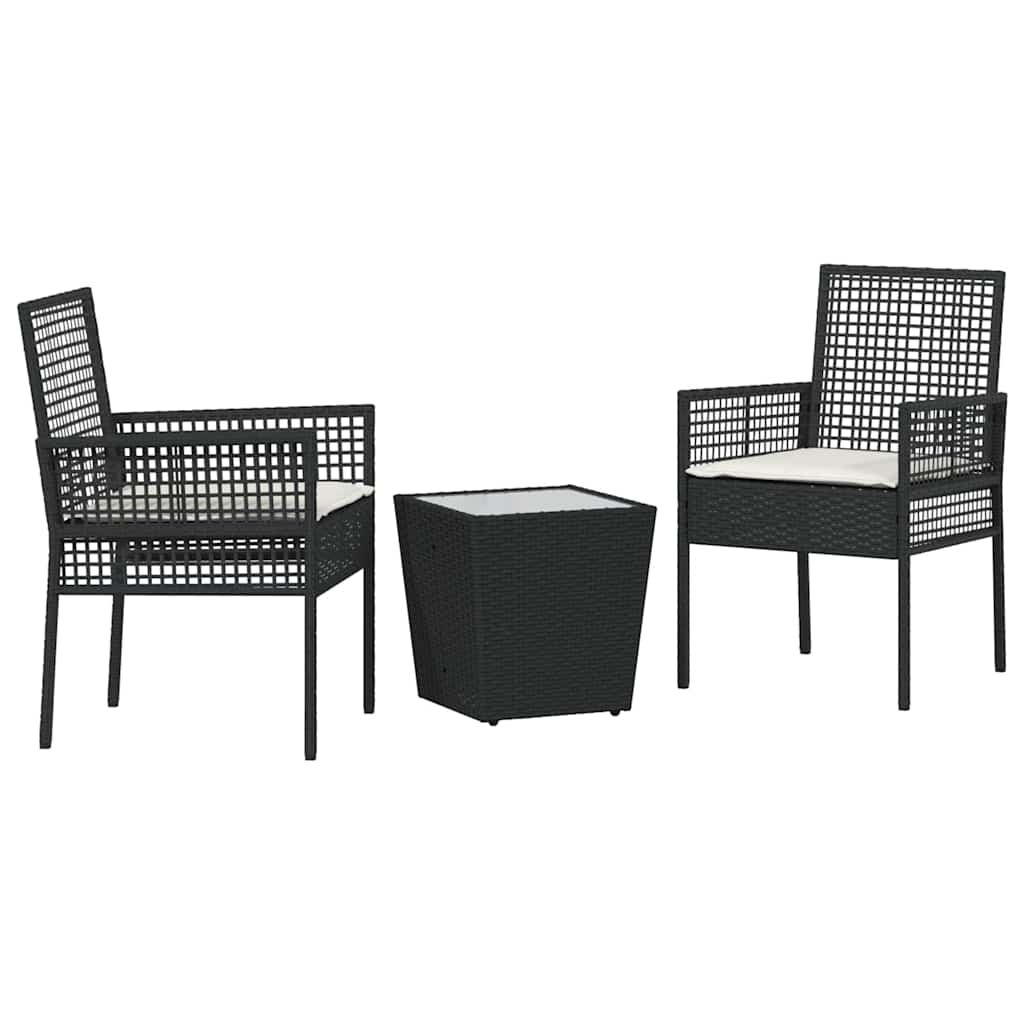 Garten Bistro Set 3 pcs Schwarz Poly-Rattan