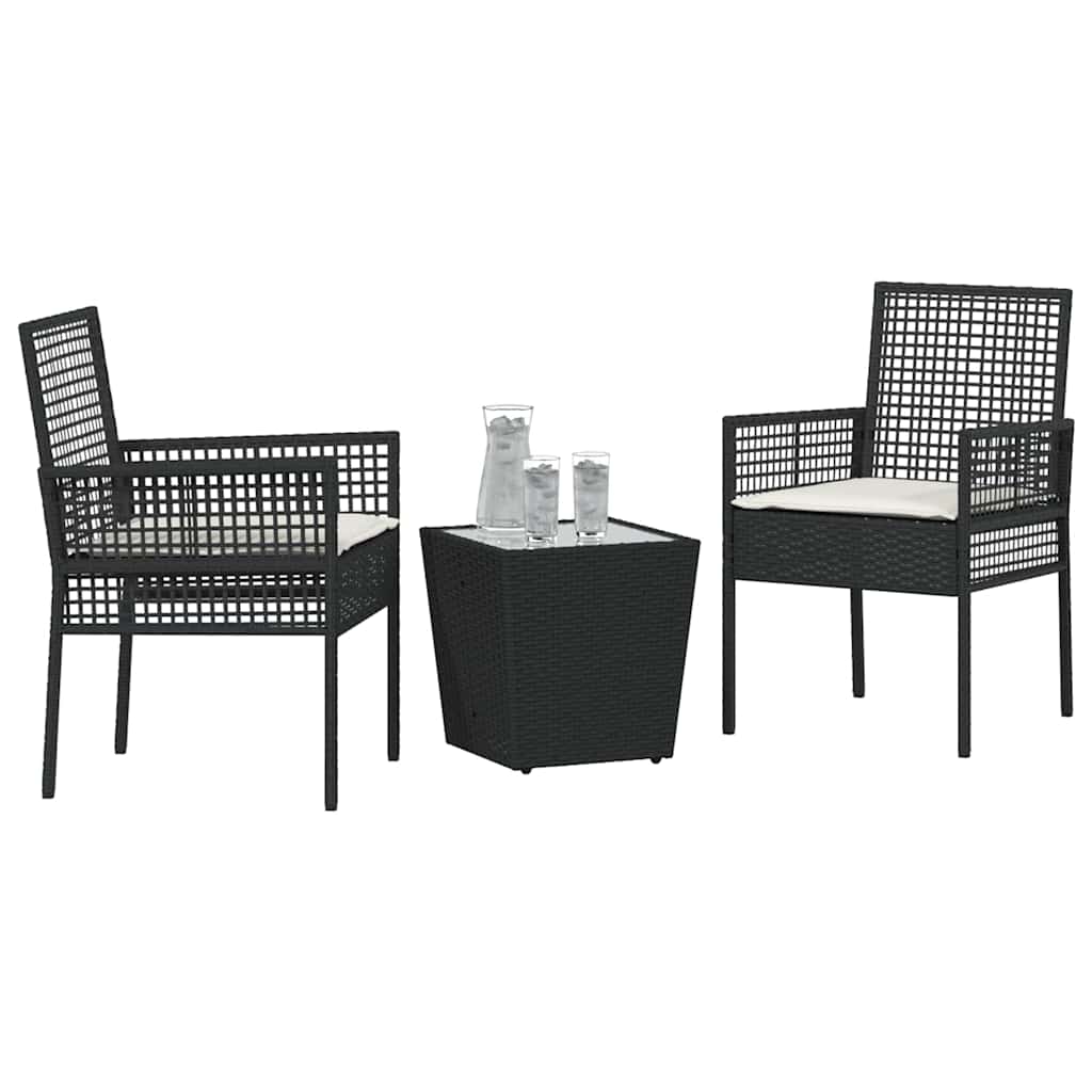 Garten Bistro Set 3 pcs Schwarz Poly-Rattan