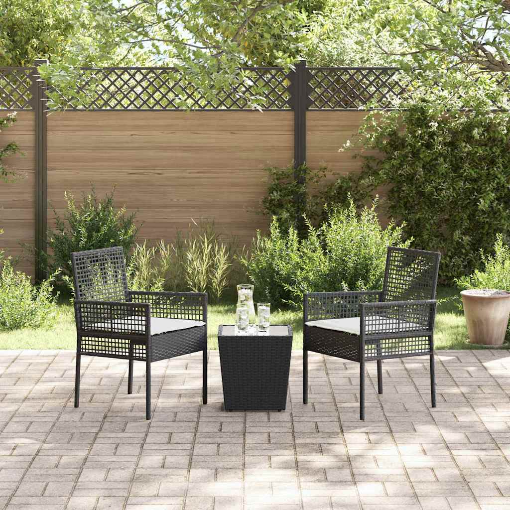 Garten Bistro Set 3 pcs Schwarz Poly-Rattan