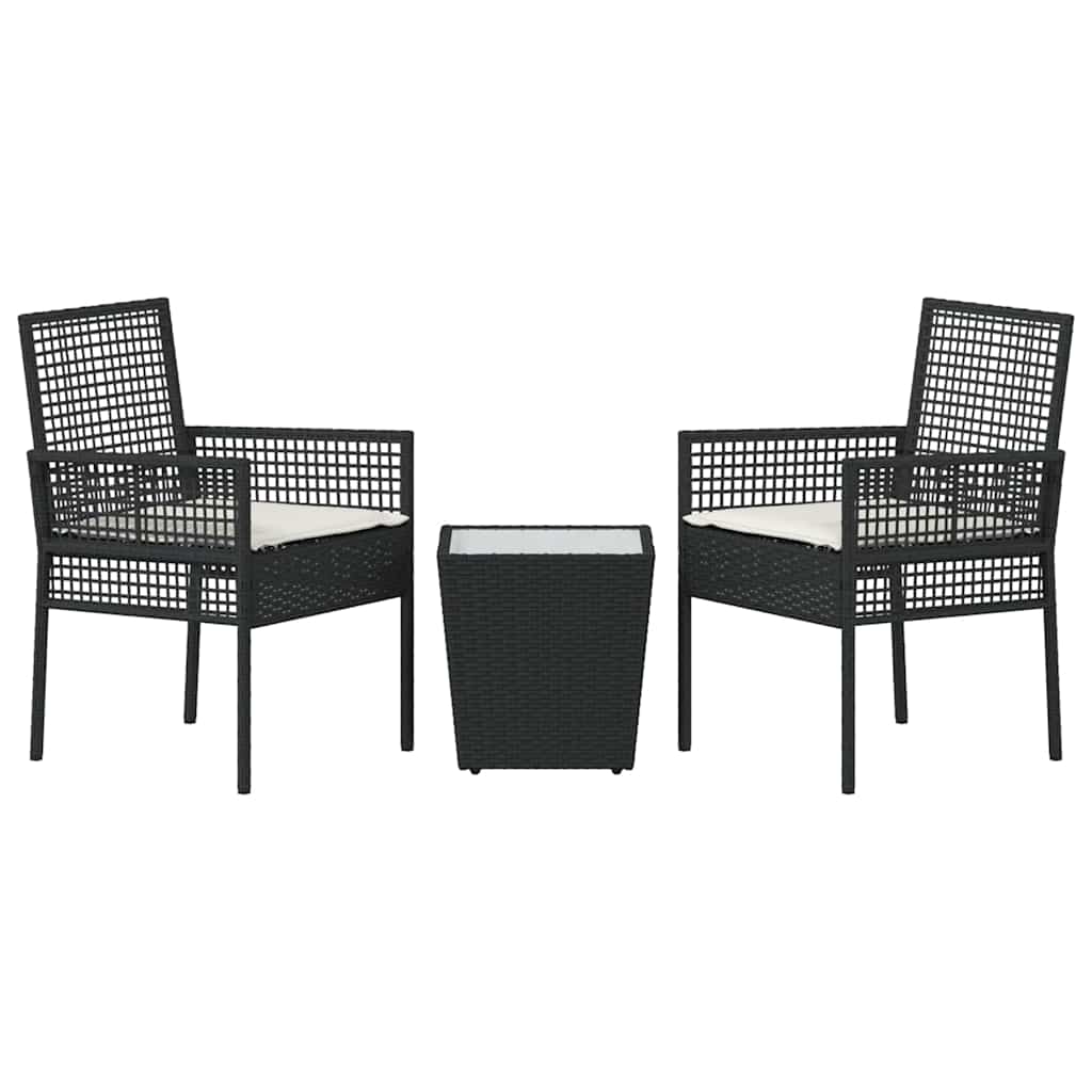 Garten Bistro Set 3 pcs Schwarz Poly-Rattan