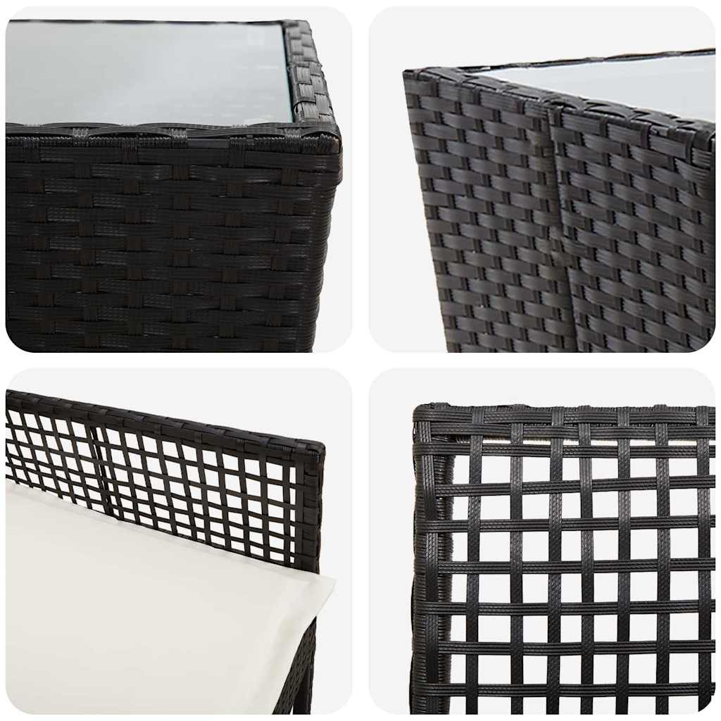 Garten Bistro Set 3 pcs Schwarz Poly-Rattan