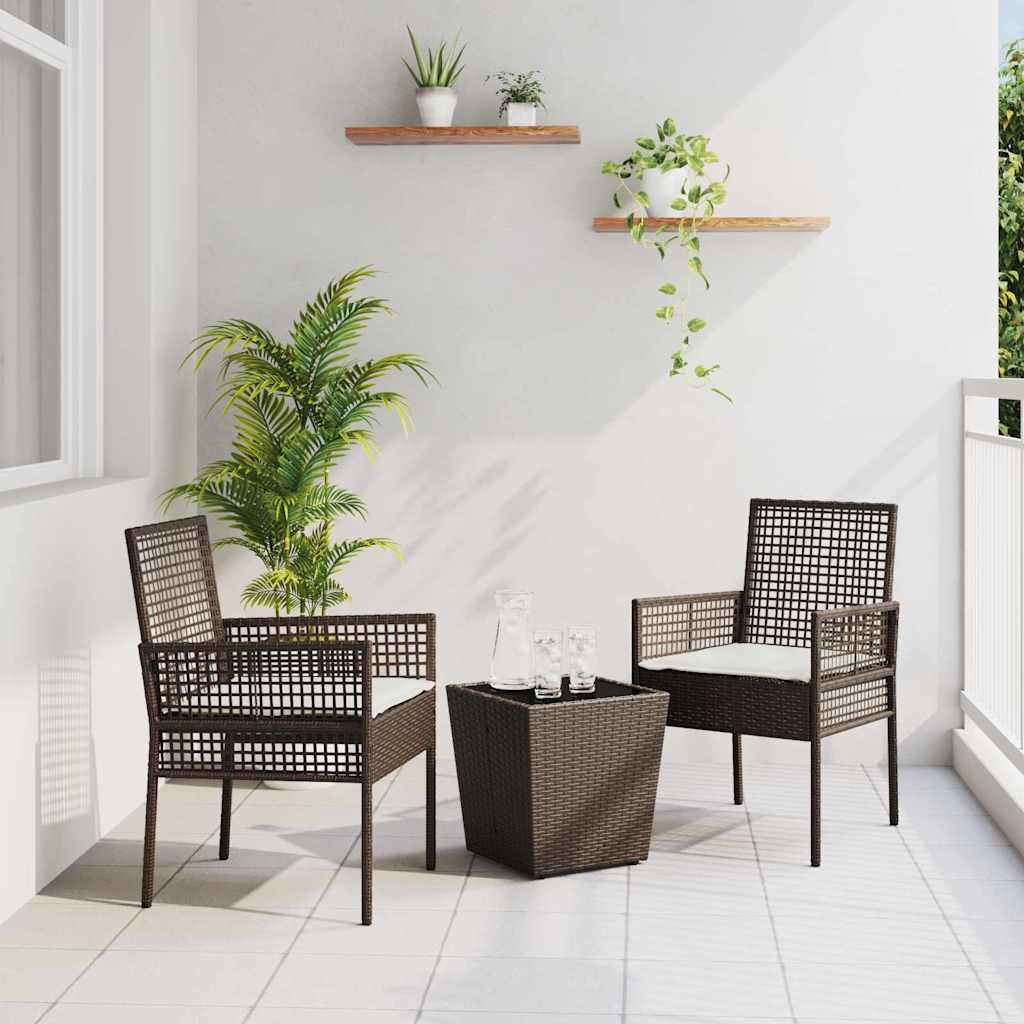 Garten Bistro Set 3 pcs Schwarz Poly-Rattan