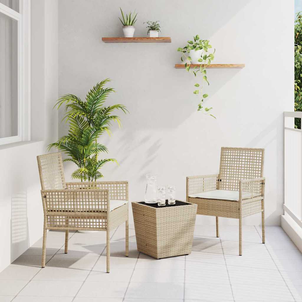 Garten Bistro Set 3 pcs Schwarz Poly-Rattan