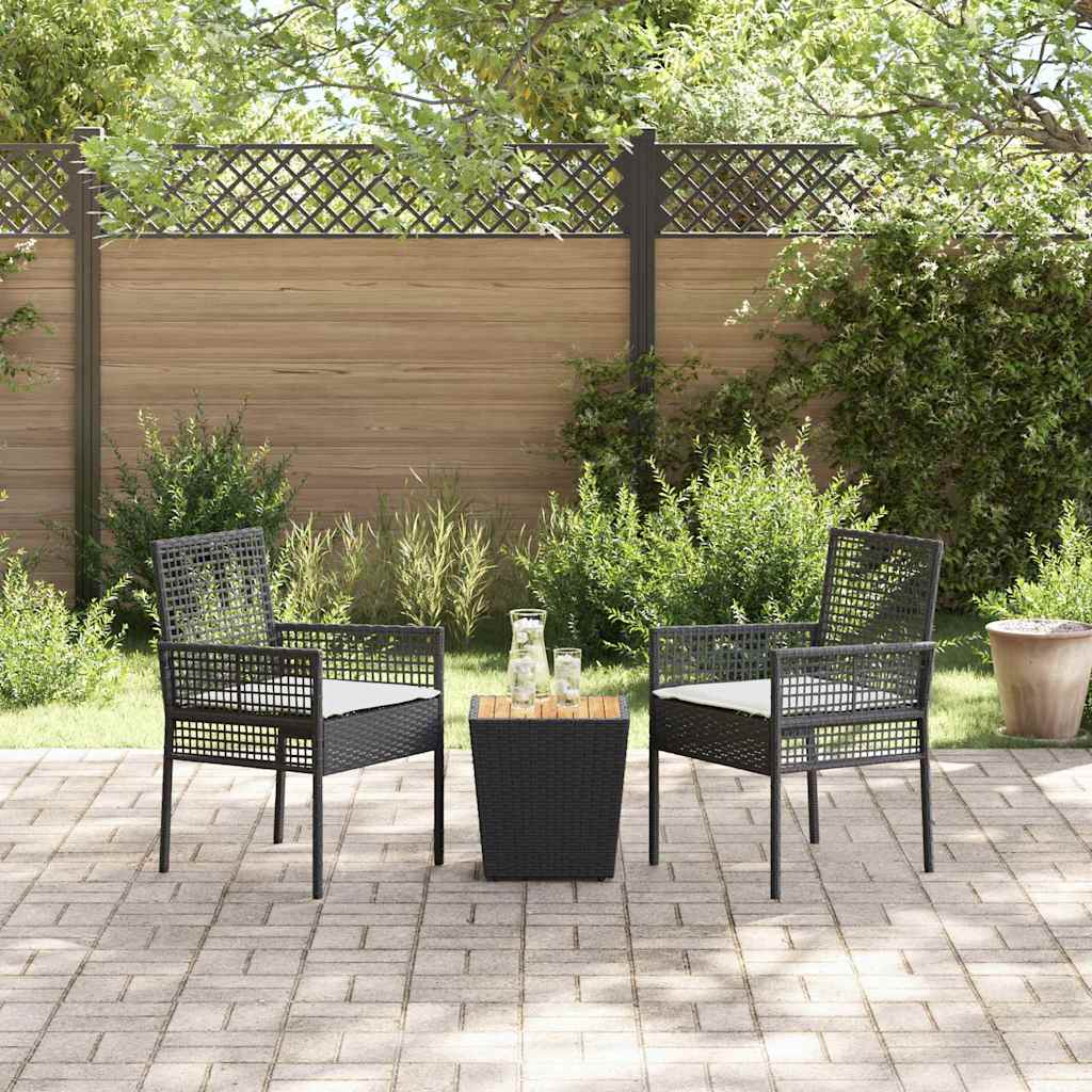 Garten Bistro Set 3 pcs Schwarz Poly-Rattan
