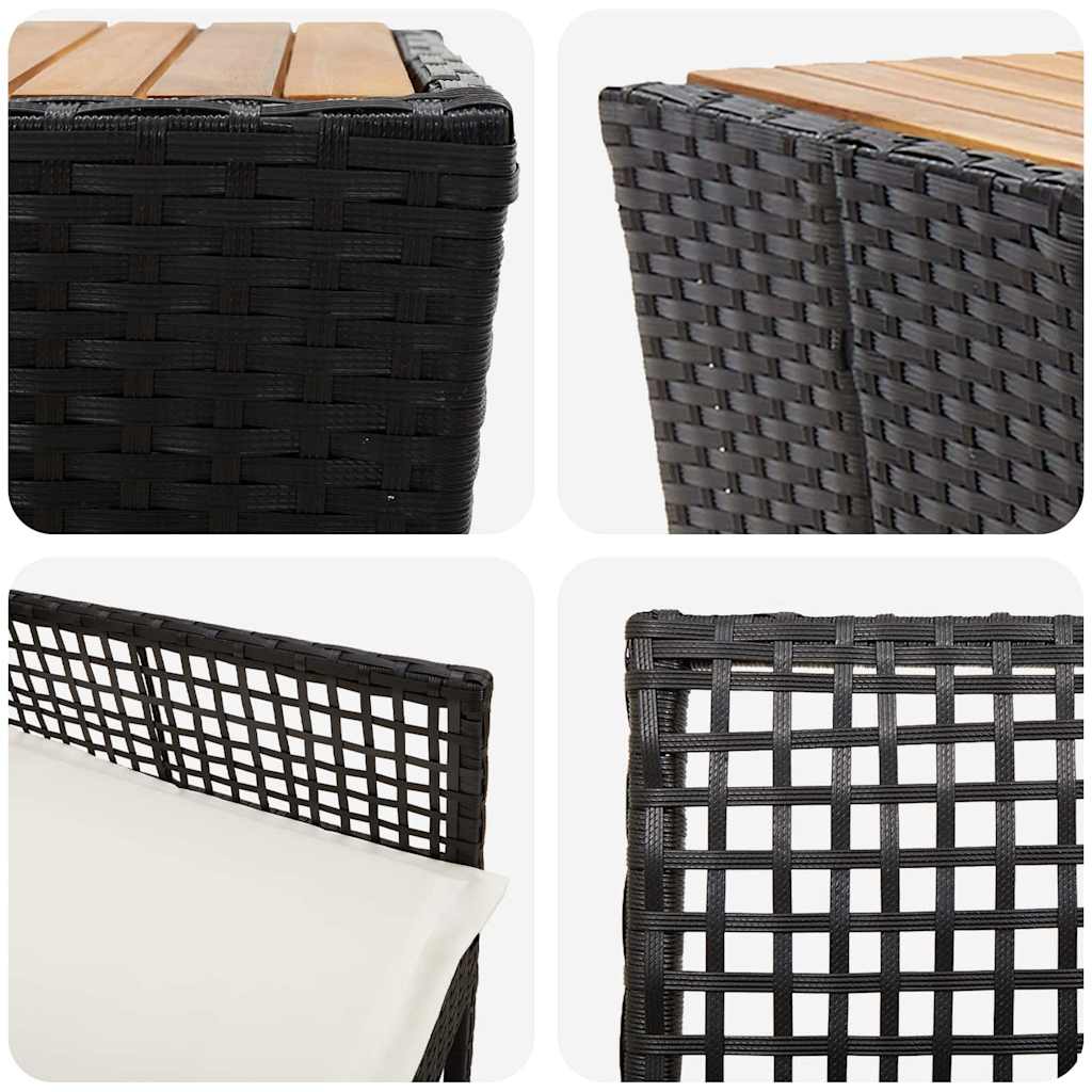 Garten Bistro Set 3 pcs Schwarz Poly-Rattan