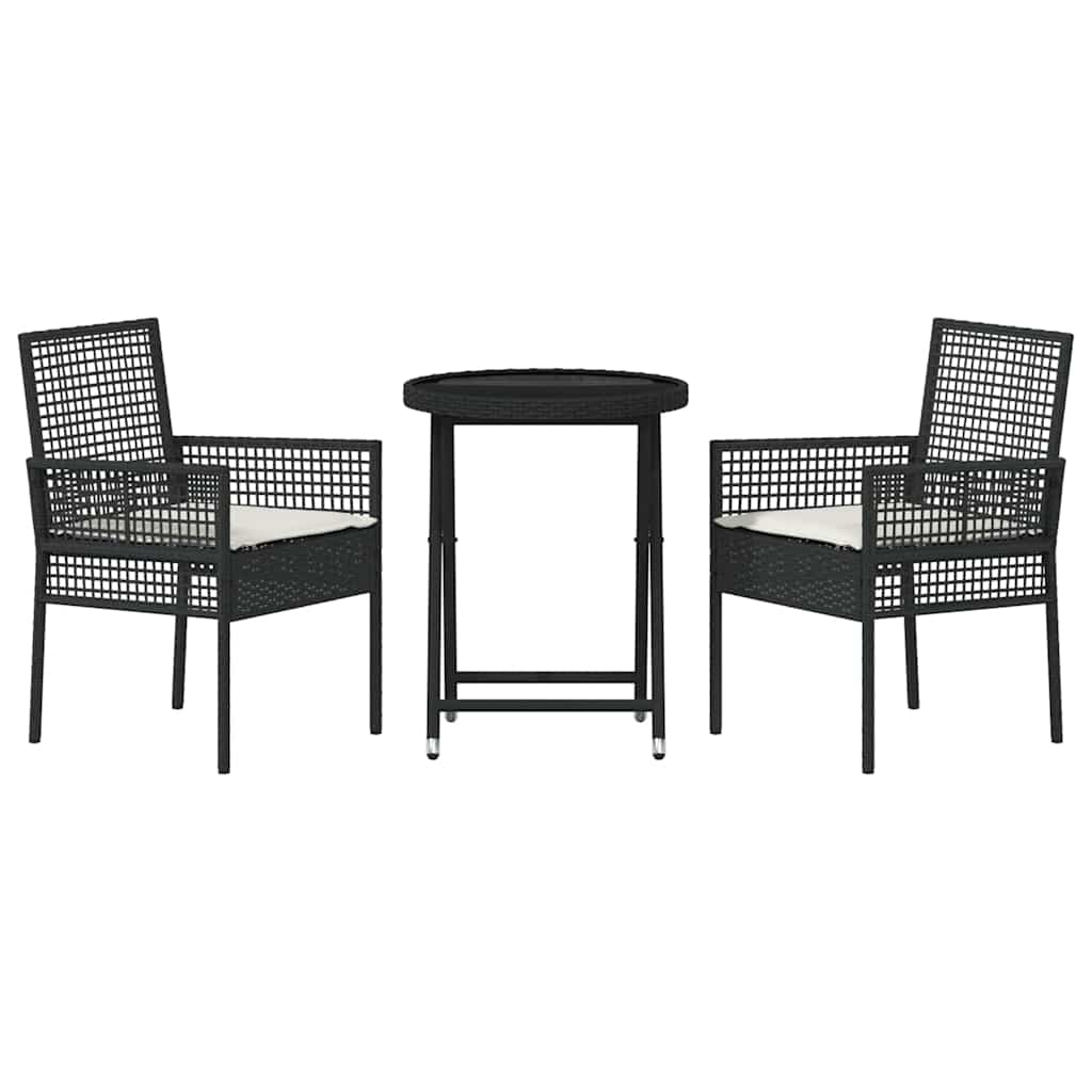 Garten Bistro Set 3 pcs Schwarz Poly-Rattan