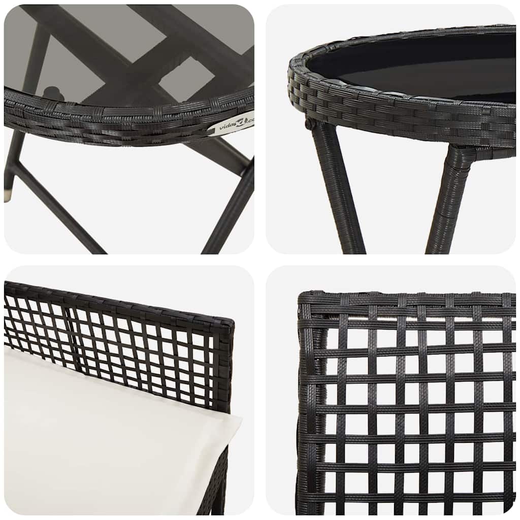 Garten Bistro Set 3 pcs Schwarz Poly-Rattan