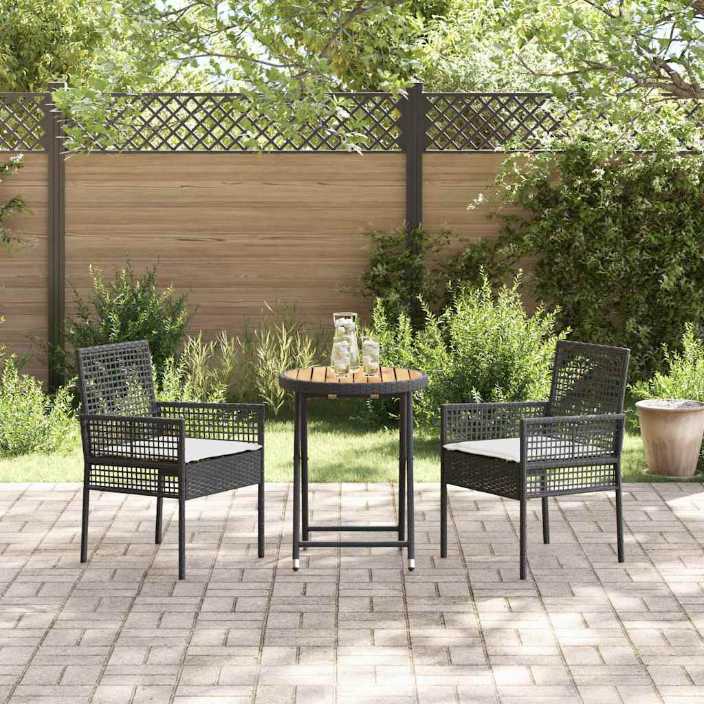 Garten Bistro Set 3 pcs Schwarz Poly-Rattan