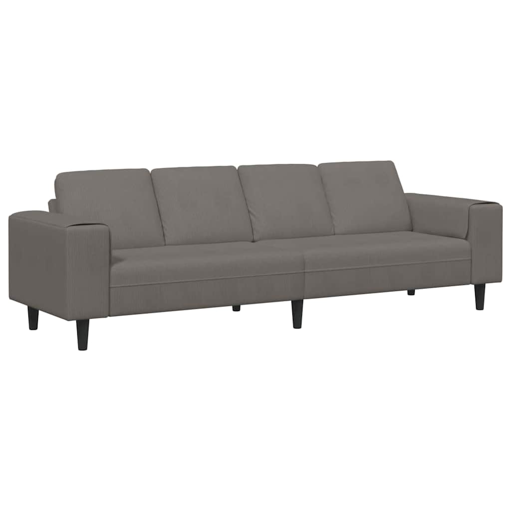 vidaXL Sofa mit Kissen Hellgrau 250 x 77 x 76 cm Cordstoff