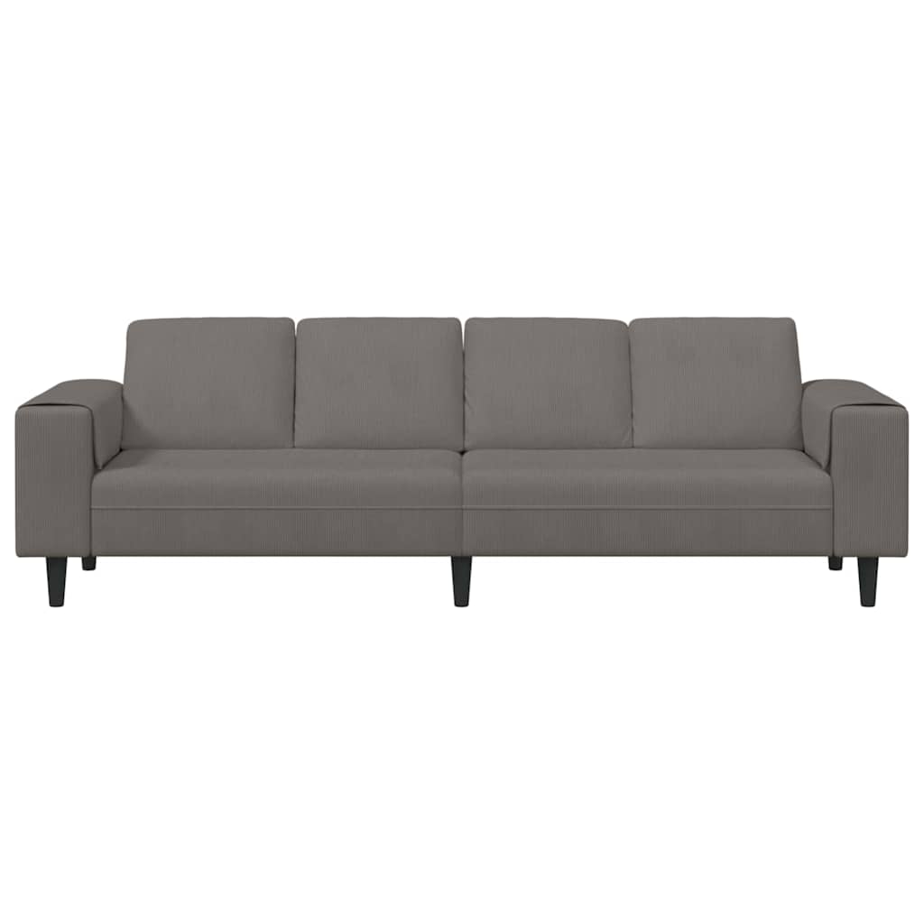 vidaXL Sofa mit Kissen Hellgrau 250 x 77 x 76 cm Cordstoff