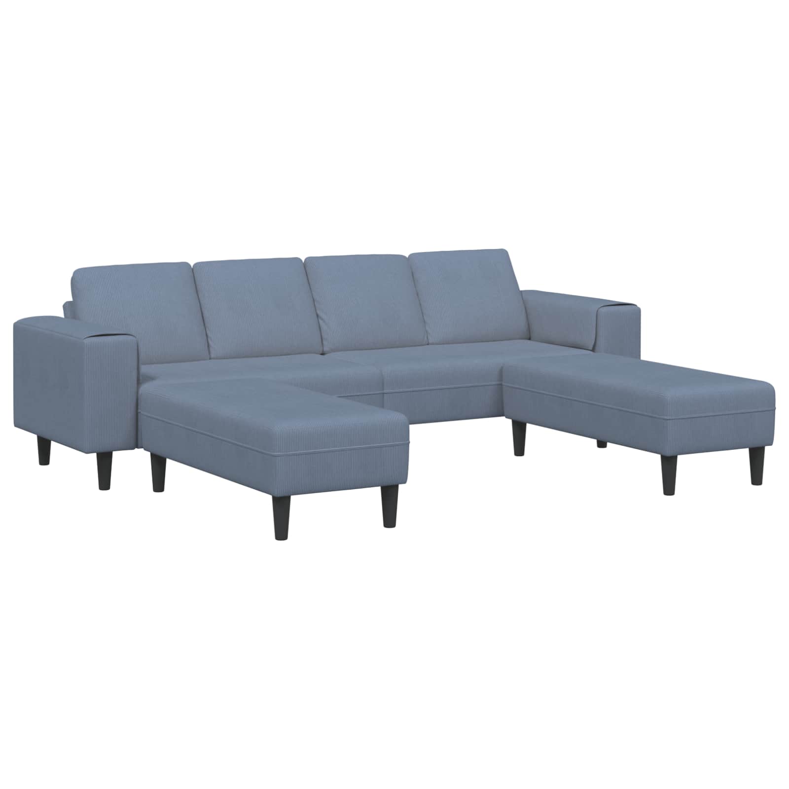 vidaXL Sofa mit Kissen Hellgrau 250 x 77 x 76 cm Cordstoff