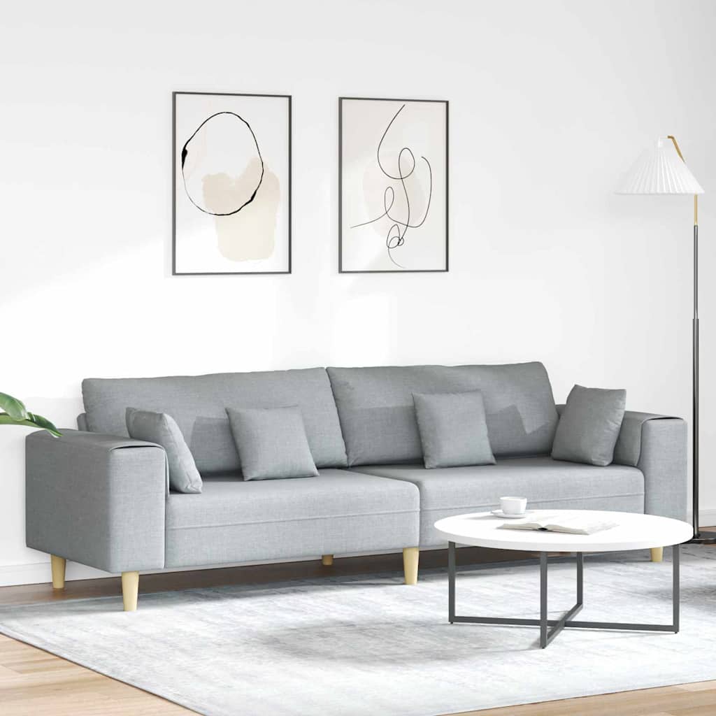 vidaXL Sofa mit Kissen Hellgrau 250 x 77 x 76 cm Stoff