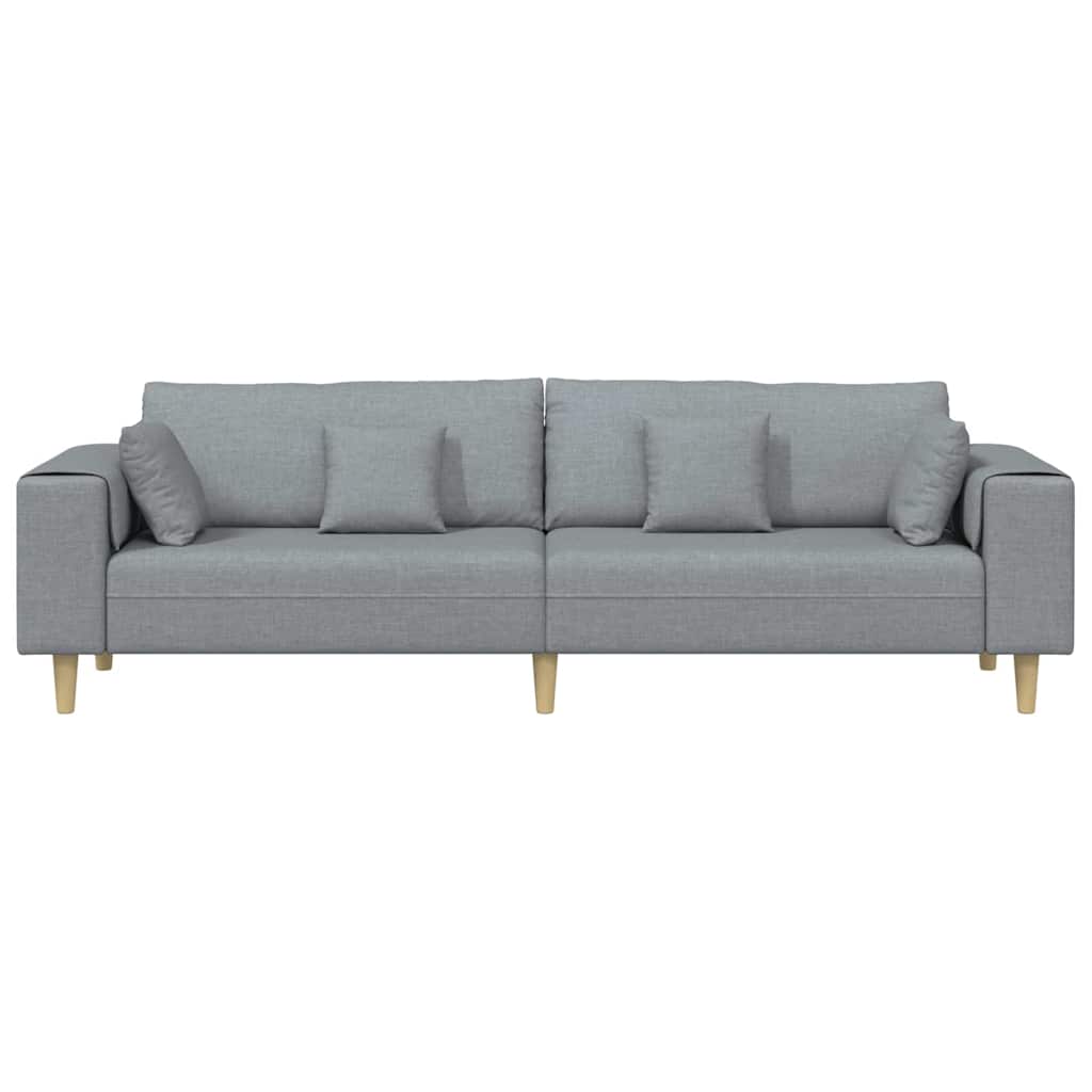 vidaXL Sofa mit Kissen Hellgrau 250 x 77 x 76 cm Stoff