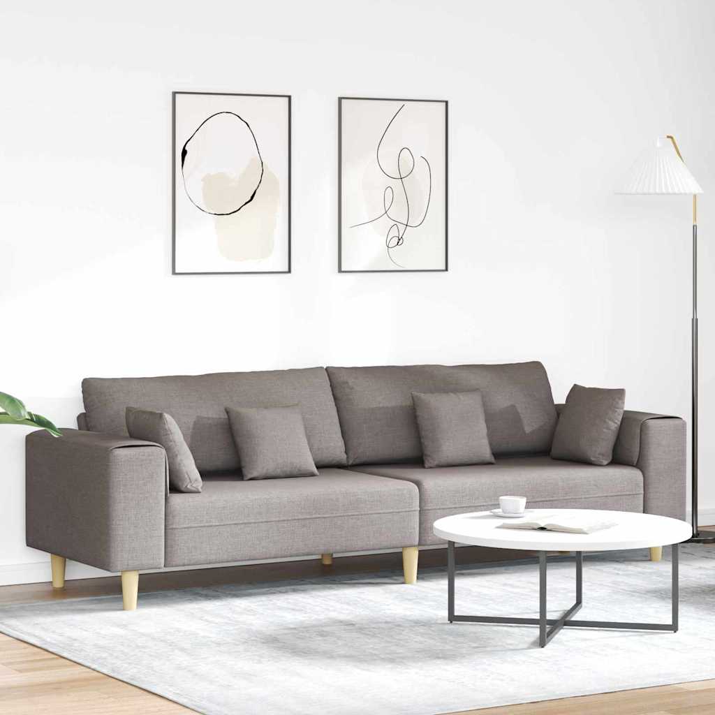 vidaXL Sofa mit Kissen Hellgrau 250 x 77 x 76 cm Stoff