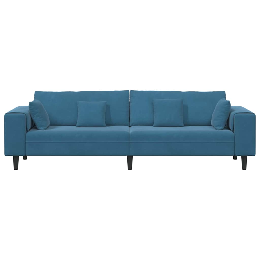 vidaXL Sofa mit Kissen Blau 250 x 77 x 76 cm Samt