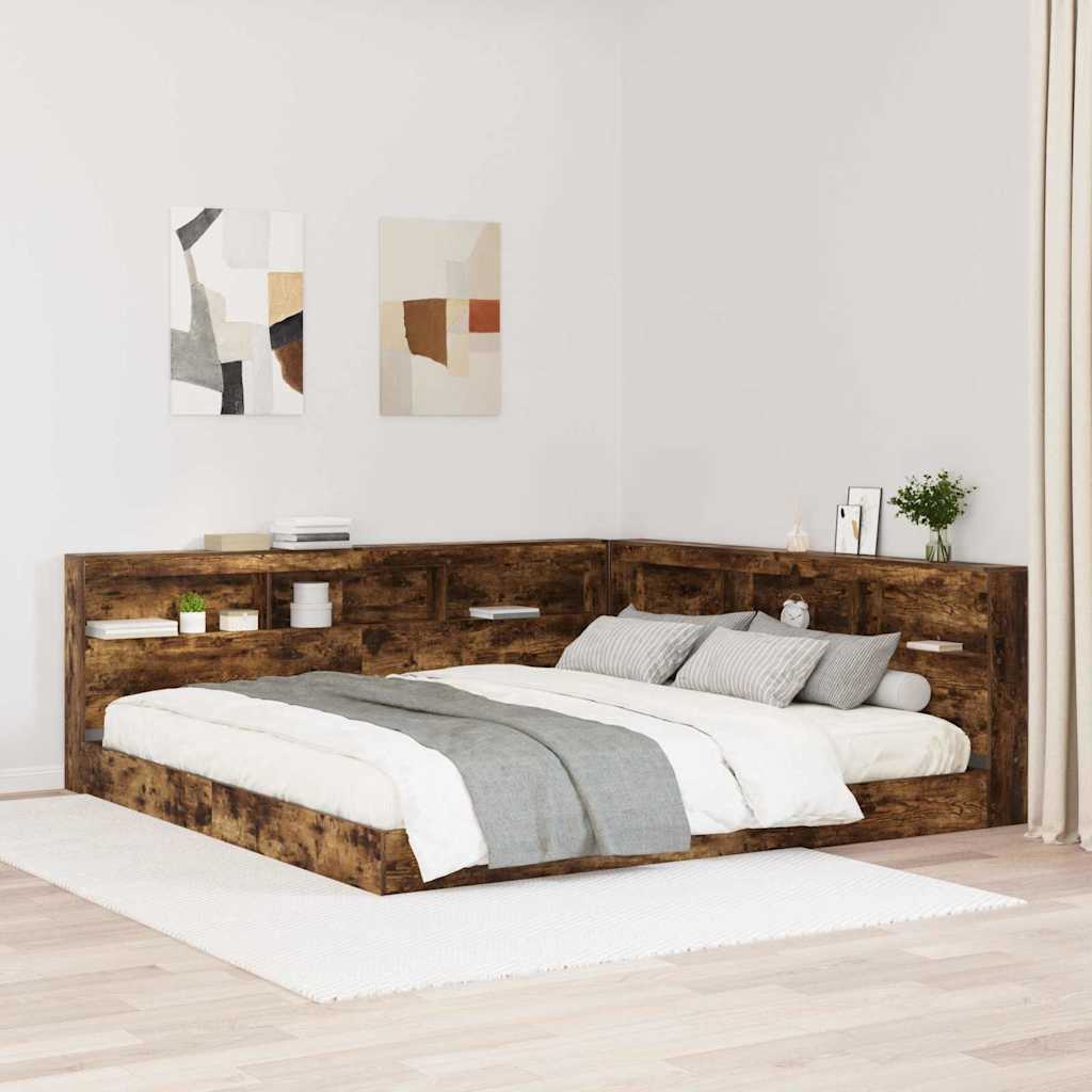 vidaXL Bücherregal-Bett Räuchereiche 90 x 200 cm Holzwerkstoff