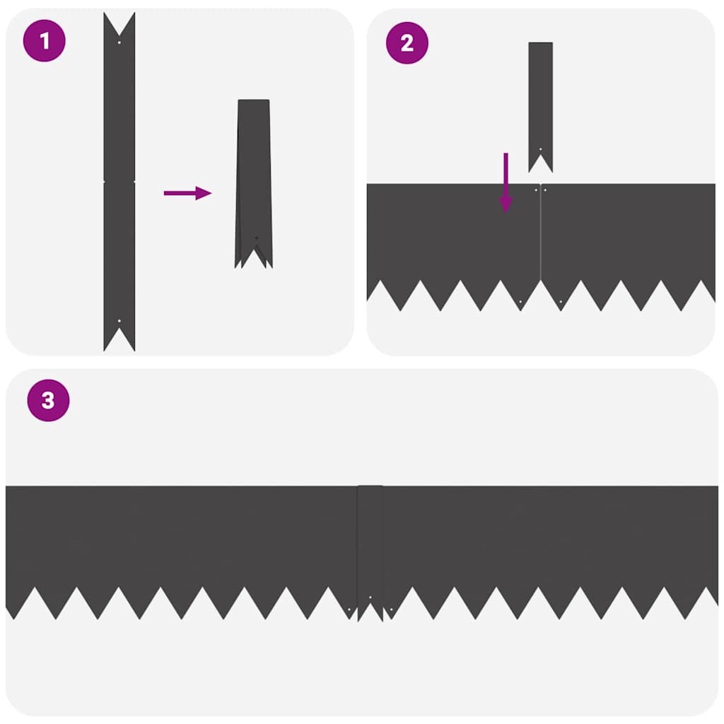 vidaXL Raseneinfassung 50 pcs Schwarz 100 x 0,05 x 20 cm