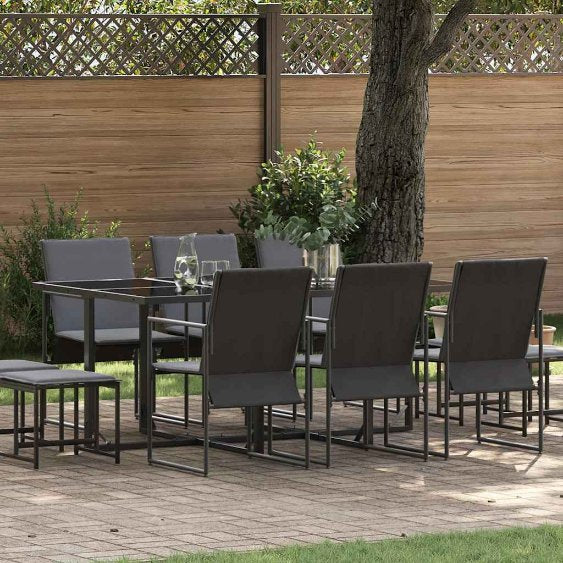 Garten Essgruppe 9 pcs Schwarz Stahl