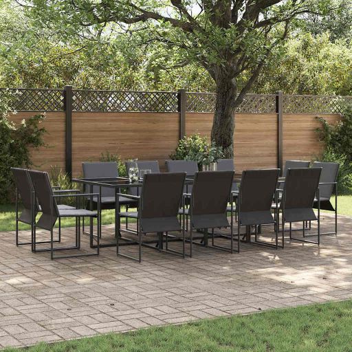 Garten Essgruppe 9 pcs Schwarz Stahl