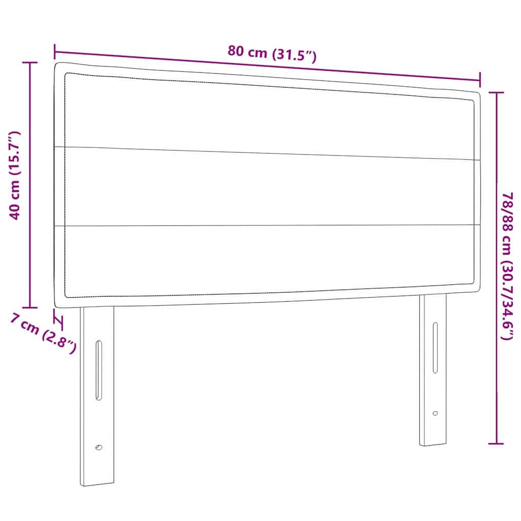 vidaXL LED Kopfteil mit LED-Lichtleisten Dunkelgrau 80 cm Polyester