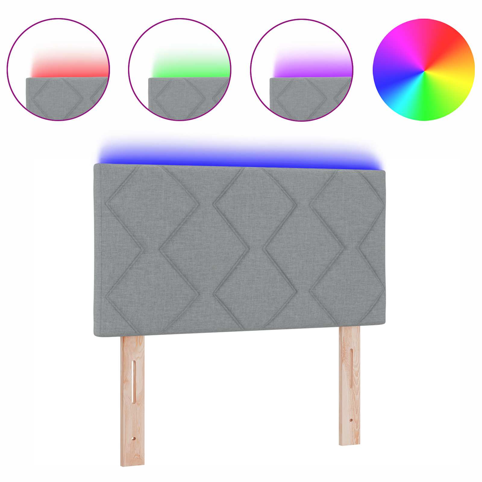 vidaXL Kopfteil mit LED-Lichtleisten mit Kopfteil Hellgrau 80 cm Stoff